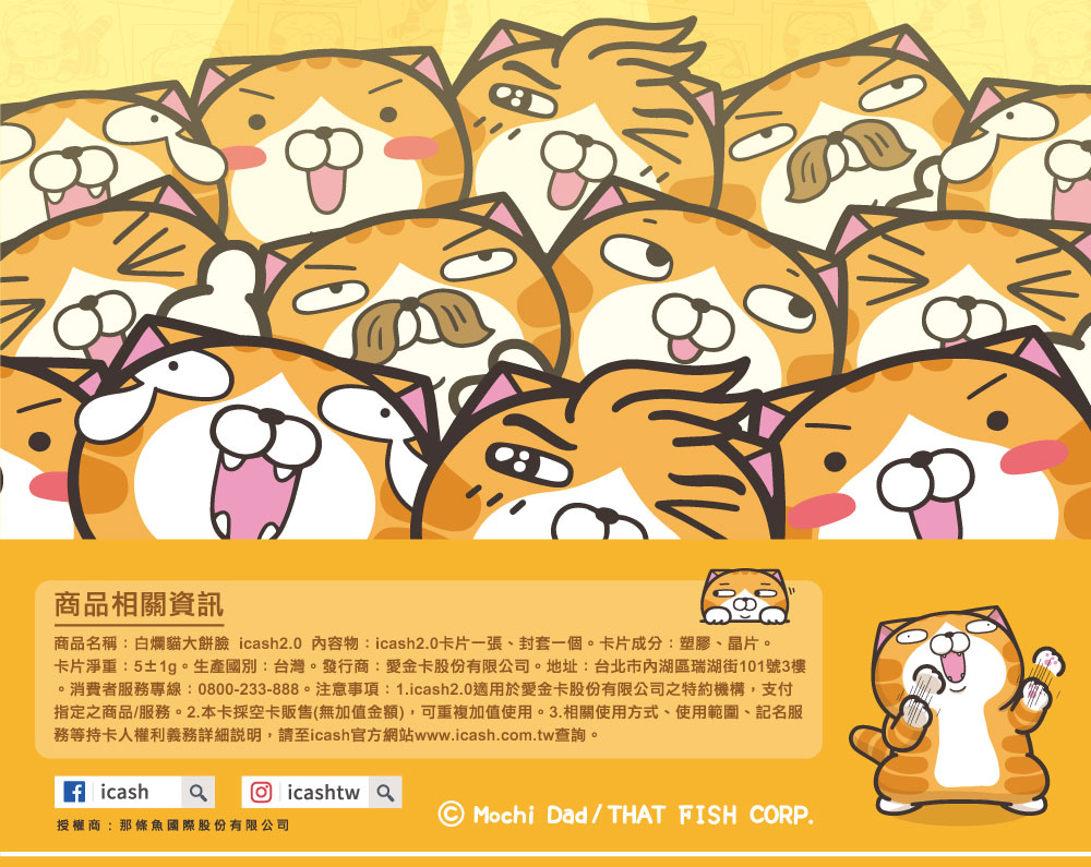 橡膠立體造型ICASH2.0（白爛貓大餅臉）