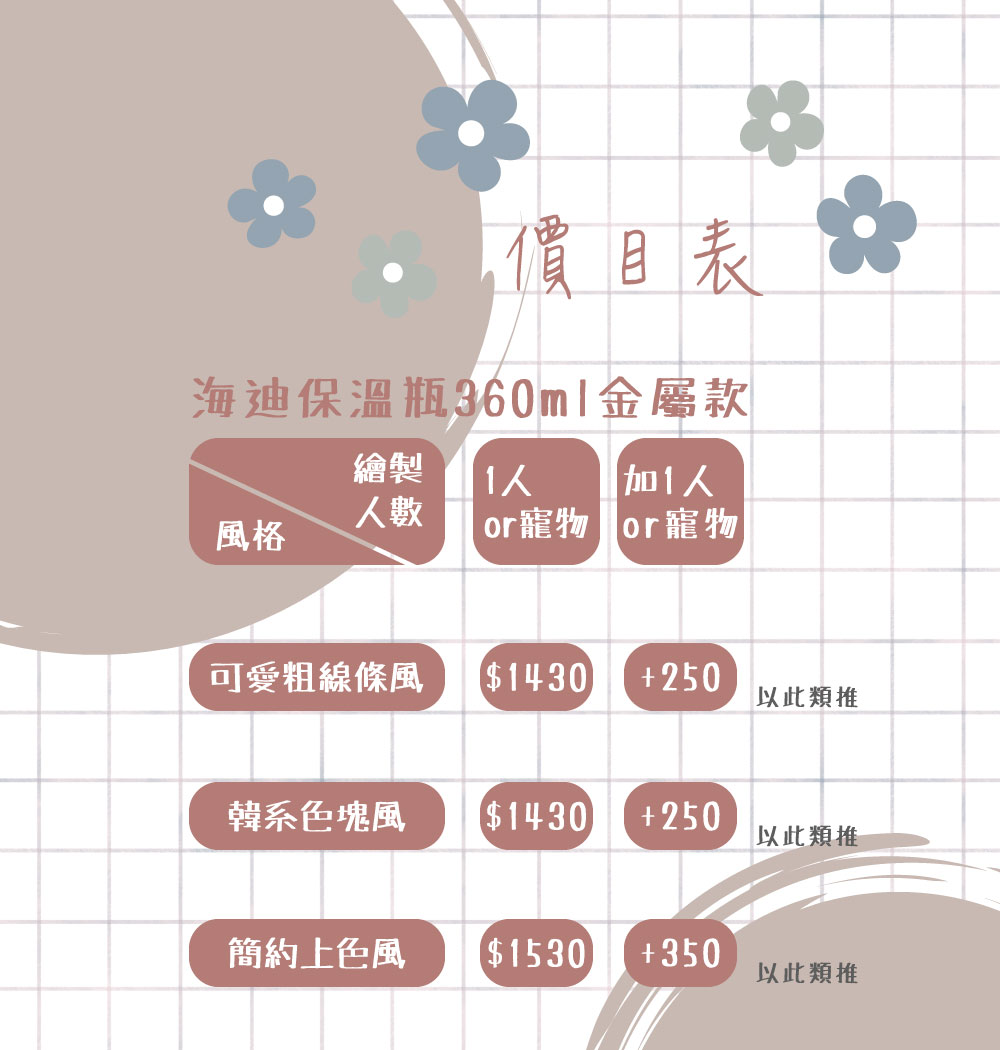 似顏繪 x HYDY 真空保溫瓶（古銅金、玫瑰金、蜜粉金）