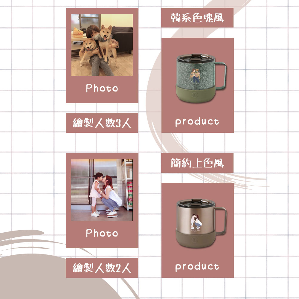 似顏繪 x HYDY 質感露營杯（鐵灰、軍綠、冷杉）