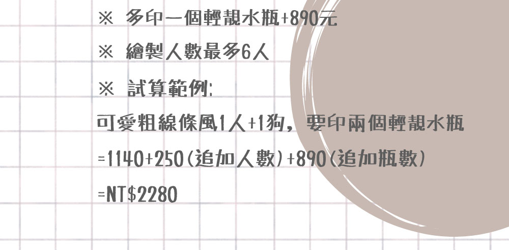 似顏繪 x HYDY 輕靚水瓶（碳黑、透明、桃橘、霧白、森綠）